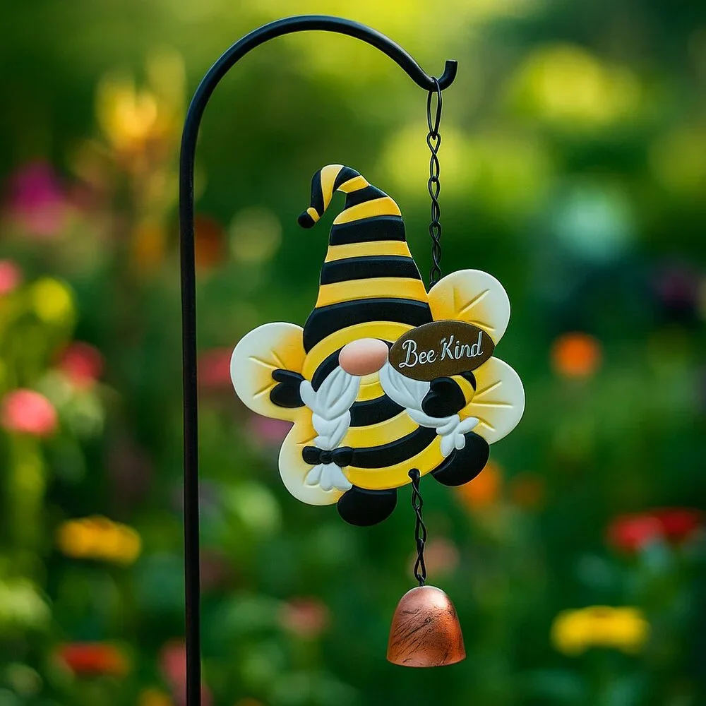New Garden Decor Wind Chime Decoration Honeybee Bee Gnome Cute as can Bee Honey